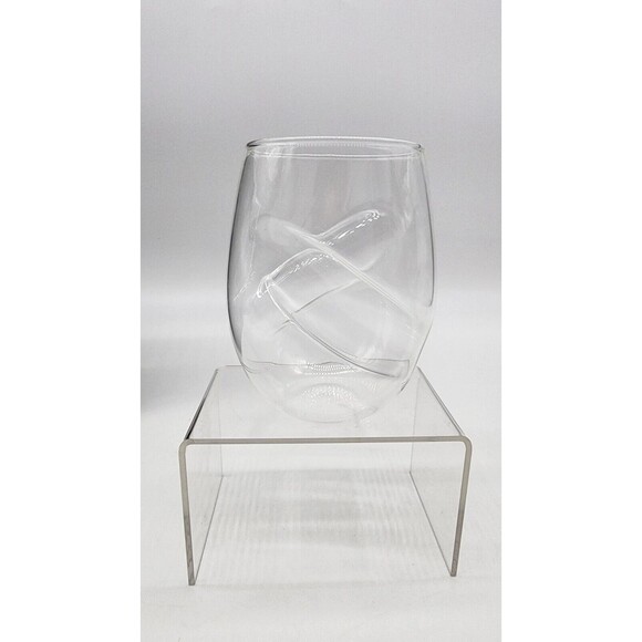 4 Venetian Stemless Wine Glasses NIC & SYD Home Clear Mouth Blown Glass 18 Oz - Picture 8 of 13